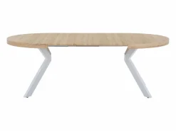 Vente-unique Mesa de comedor extensible para 4 a 8 personas en MDF y acero - Natural y blanco - KOMONI Color natural claro / Blanco Best