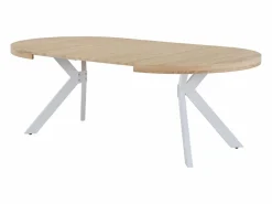 Vente-unique Mesa de comedor extensible para 4 a 8 personas en MDF y acero - Natural y blanco - KOMONI Color natural claro / Blanco Best