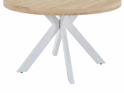 Vente-unique Mesa de comedor extensible para 4 a 8 personas en MDF y acero - Natural y blanco - KOMONI Color natural claro / Blanco Best