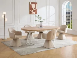 Mesa de comedor extensible para 2 a 12 personas en MDF y acero - Natural claro y blanco - FIRELA^Vente-unique Clearance