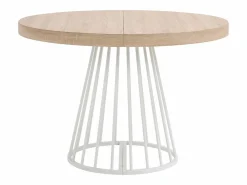 Mesa de comedor extensible para 2 a 12 personas en MDF y acero - Natural claro y blanco - FIRELA^Vente-unique Clearance