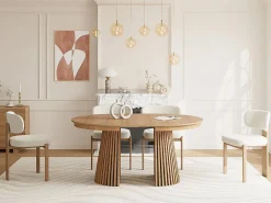 Vente-unique Mesa de comedor extensible 4 a 8 personas de roble - Natural - CARMIZA Color natural claro Outlet