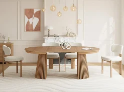 Vente-unique Mesa de comedor extensible 4 a 8 personas de roble - Natural - CARMIZA Color natural claro Outlet
