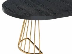 Vente-unique Mesa Extensible|Mesa De Comedor|Mesa de comedor extensible 2 a 12 comensales de MDF y acero - Negro y dorado - FIRELA