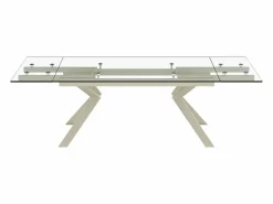 Mesa de comedor extensible en vidrio templado y de metal beige - Transparente - VELIKA^Vente-unique Hot