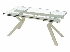 Mesa de comedor extensible en vidrio templado y de metal beige - Transparente - VELIKA^Vente-unique Hot