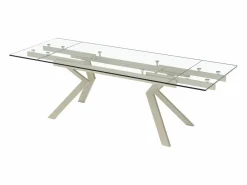 Mesa de comedor extensible en vidrio templado y de metal beige - Transparente - VELIKA^Vente-unique Hot