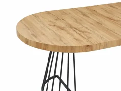 Vente-unique Mesa Extensible|Mesa De Comedor|Mesa de comedor extensible 2 a 12 comensales de MDF y acero - Natural y negro - FIRELA