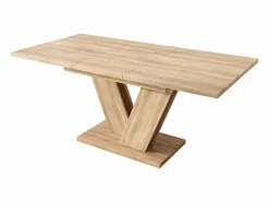 Mesa de comedor extensible - 140/180 x 80 x 75,5 cm - para 4 a 6 personas - Patas en forma de V - estilo minimalista - MDF - natural^Merax Hot