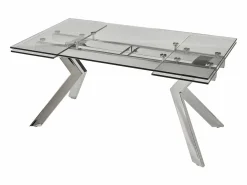 Vente-unique Mesa Extensible|Mesa de comedor extensible de cristal templado y metal - Transparente - VELIKA