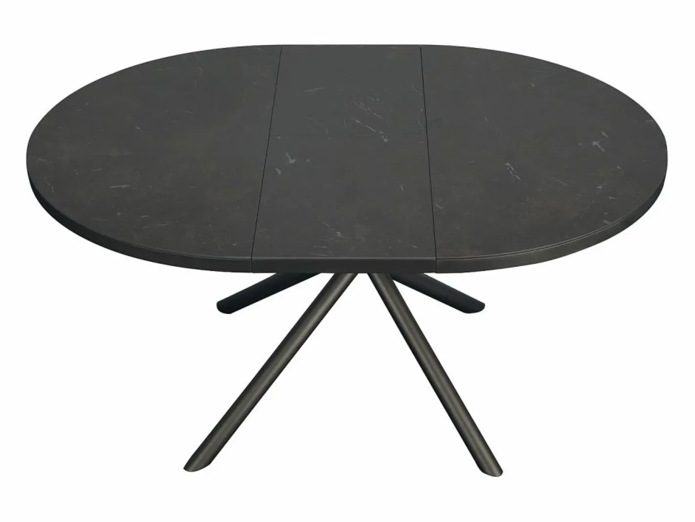 Vente-unique Mesa de comedor extensible para 4 a 6 personas en cerámica, MDF y metal - Efecto mármol marrón y gris - FEROLA Gris / Marru00f3n