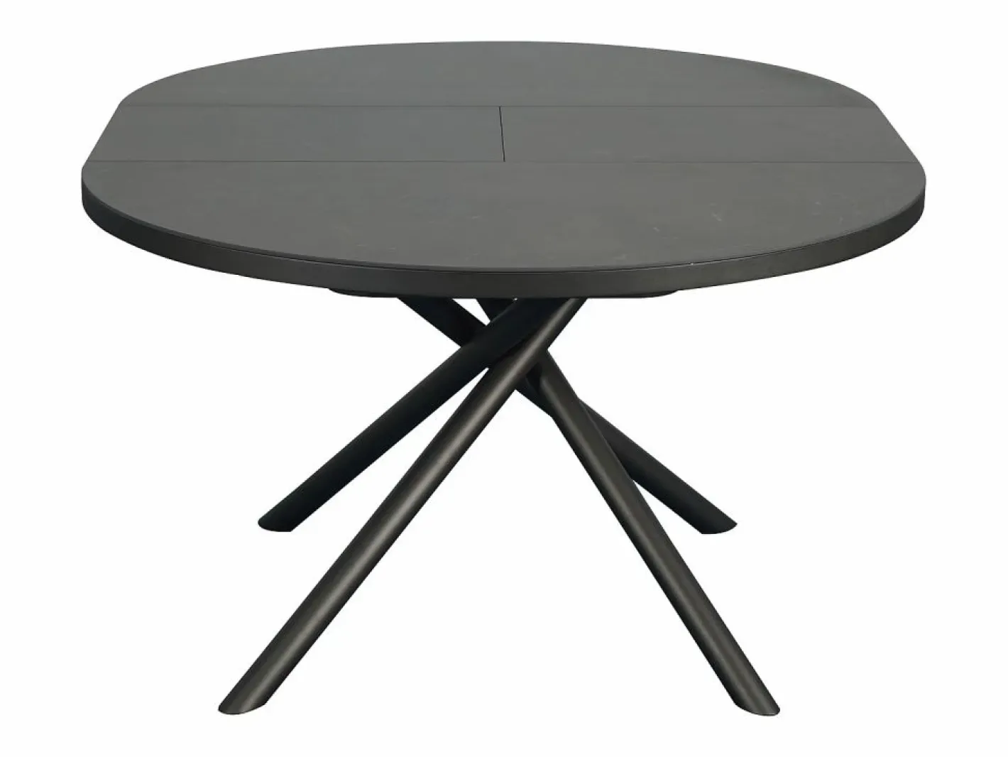 Vente-unique Mesa de comedor extensible para 4 a 6 personas en cerámica, MDF y metal - Efecto mármol marrón y gris - FEROLA Gris / Marru00f3n