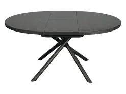Vente-unique Mesa de comedor extensible para 4 a 6 personas en cerámica, MDF y metal - Efecto mármol marrón y gris - FEROLA Gris / Marru00f3n