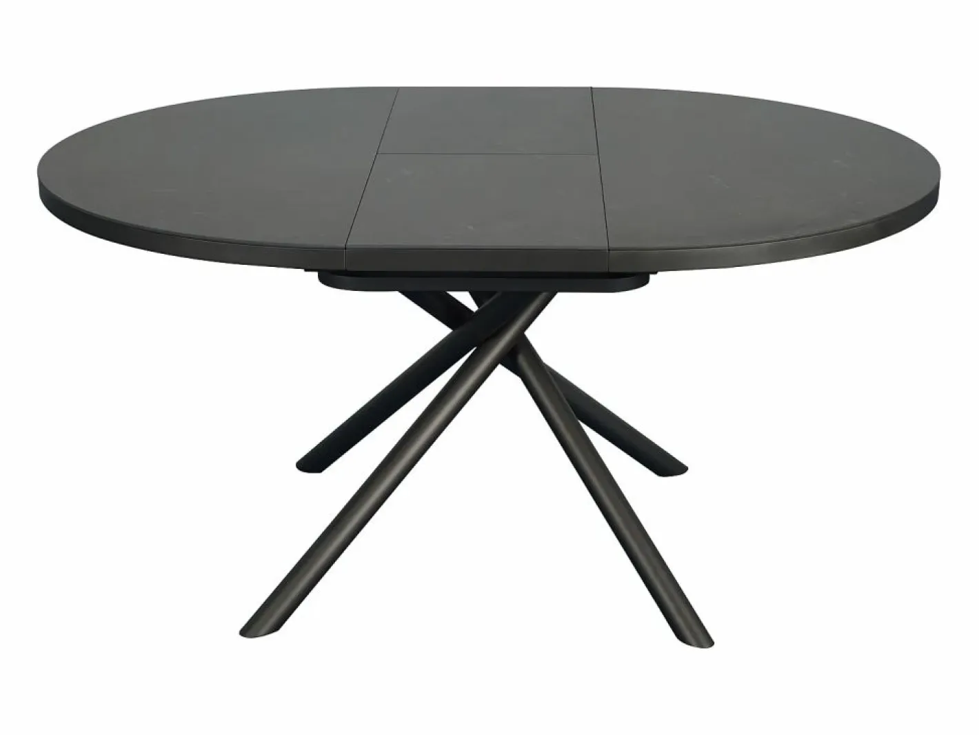 Vente-unique Mesa de comedor extensible para 4 a 6 personas en cerámica, MDF y metal - Efecto mármol marrón y gris - FEROLA Gris / Marru00f3n