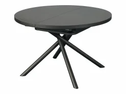 Vente-unique Mesa de comedor extensible para 4 a 6 personas en cerámica, MDF y metal - Efecto mármol marrón y gris - FEROLA Gris / Marru00f3n