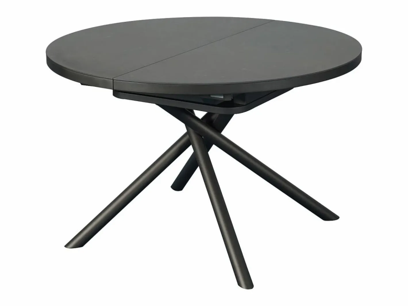Vente-unique Mesa de comedor extensible para 4 a 6 personas en cerámica, MDF y metal - Efecto mármol marrón y gris - FEROLA Gris / Marru00f3n