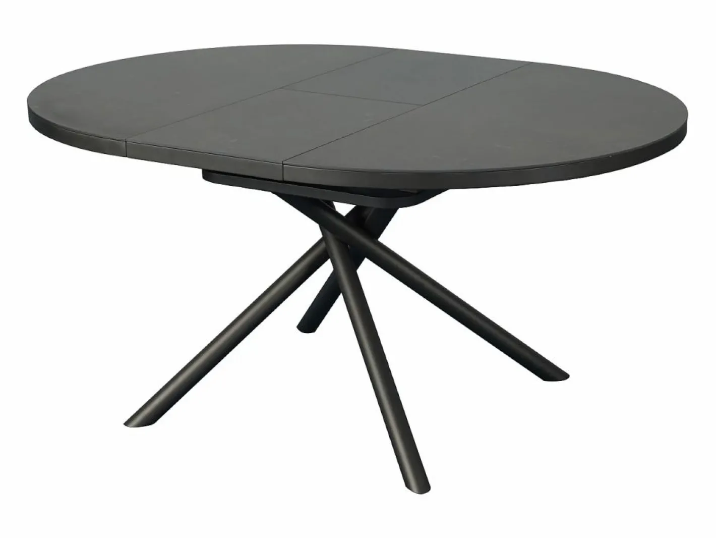 Vente-unique Mesa de comedor extensible para 4 a 6 personas en cerámica, MDF y metal - Efecto mármol marrón y gris - FEROLA Gris / Marru00f3n