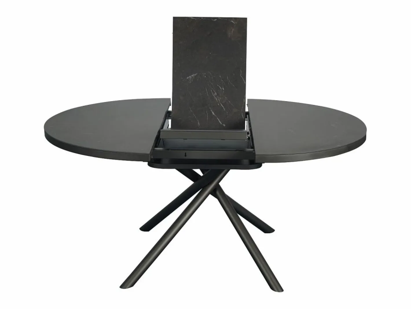 Vente-unique Mesa de comedor extensible para 4 a 6 personas en cerámica, MDF y metal - Efecto mármol marrón y gris - FEROLA Gris / Marru00f3n