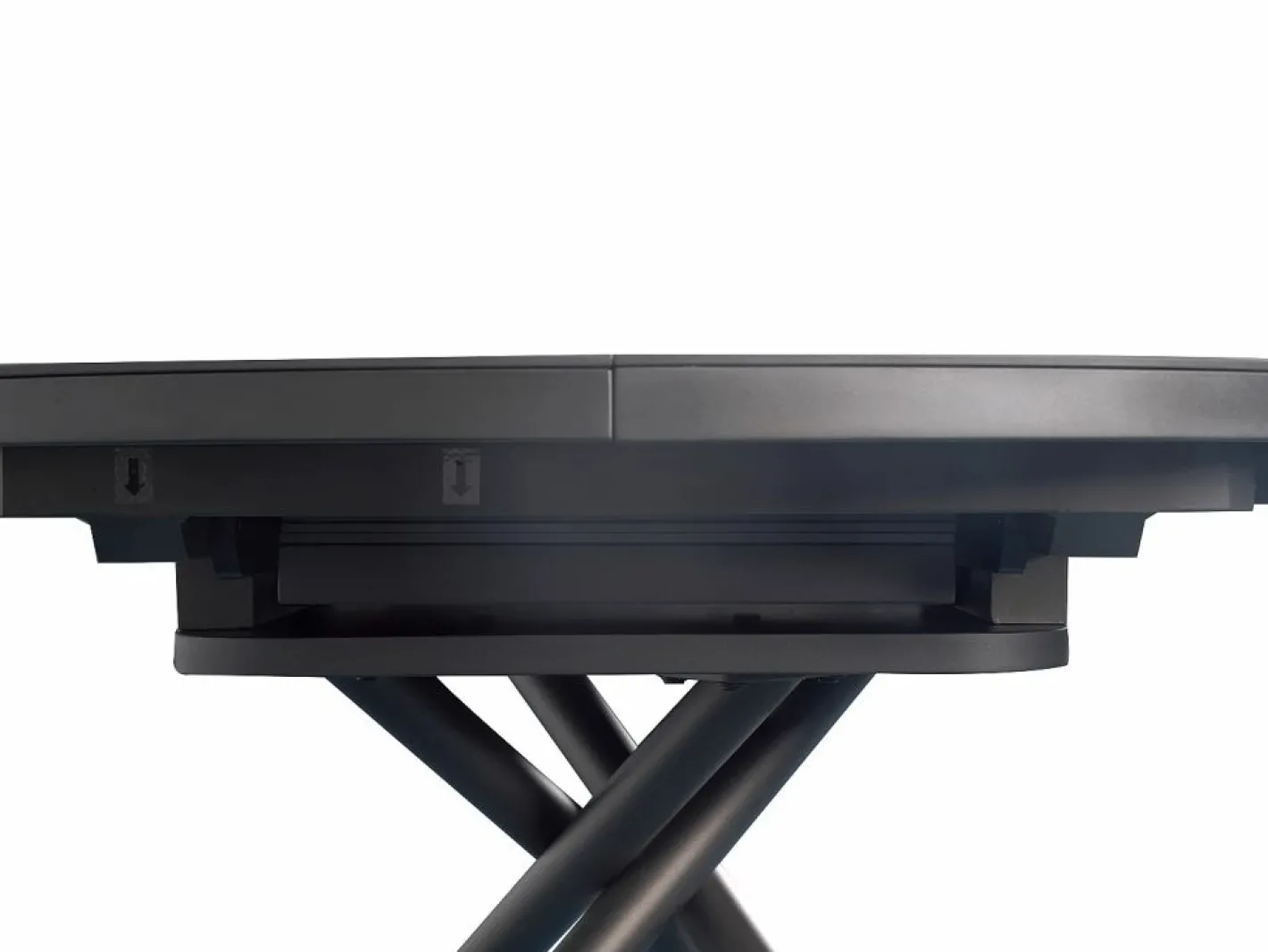 Vente-unique Mesa de comedor extensible para 4 a 6 personas en cerámica, MDF y metal - Efecto mármol marrón y gris - FEROLA Gris / Marru00f3n