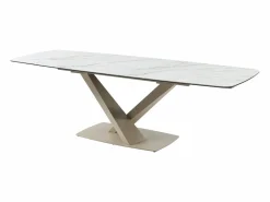 Maison Céphy Mesa de comedor extensible de cerámica y metal - Efecto mármol blanco y beige - MALATA Beige / Blanco Online