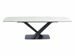 Maison Céphy Mesa de comedor extensible de cerámica y metal - Efecto mármol blanco y negro - MALATA Negro / Blanco Outlet