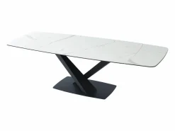 Maison Céphy Mesa de comedor extensible de cerámica y metal - Efecto mármol blanco y negro - MALATA Negro / Blanco Outlet