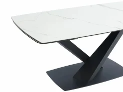 Maison Céphy Mesa de comedor extensible de cerámica y metal - Efecto mármol blanco y negro - MALATA Negro / Blanco Outlet