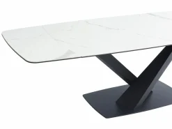 Maison Céphy Mesa de comedor extensible de cerámica y metal - Efecto mármol blanco y negro - MALATA Negro / Blanco Outlet