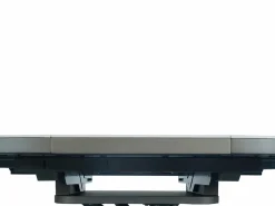 Vente-unique Mesa de comedor extensible para 4 a 6 personas en cerámica, MDF y metal - Efecto mármol blanco y bronce - FEROLA Blanco / Bronce Online