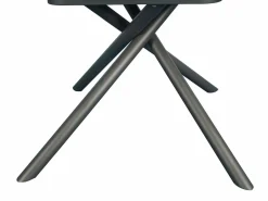 Vente-unique Mesa de comedor extensible para 4 a 6 personas en cerámica, MDF y metal - Efecto mármol blanco y bronce - FEROLA Blanco / Bronce Online