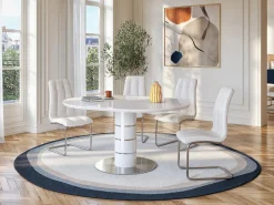 Mesa de comedor extensible - 4 a 6 plazas - MDF y metal - Lacado - CUSCO^Vente-unique Best