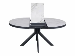 Vente-unique Mesa de comedor extensible para 4 a 6 personas de cerámica, MDF y metal - Efecto mármol y antracita - ZALYRA Blanco Online