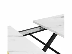 DripeX Mesa de comedor extensible - 6 a 8 personas - Efecto de mármol - MDF+Metal -120/160x80cm Blanco
