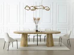 Vente-unique Mesa Extensible|Mesa De Comedor|Mesa de comedor extensible para 6 a 12 personas en MDF - Natural Claro - CLOEVA