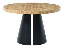 Vente-unique Mesa Extensible|Mesa De Comedor|Mesa de comedor extensible 4 a 12 personas de MDF y metal negro - Natural claro - JARELIA