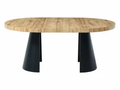 Vente-unique Mesa Extensible|Mesa De Comedor|Mesa de comedor extensible 4 a 12 personas de MDF y metal negro - Natural claro - JARELIA
