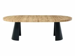 Vente-unique Mesa Extensible|Mesa De Comedor|Mesa de comedor extensible 4 a 12 personas de MDF y metal negro - Natural claro - JARELIA