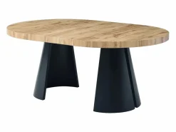 Vente-unique Mesa Extensible|Mesa De Comedor|Mesa de comedor extensible 4 a 12 personas de MDF y metal negro - Natural claro - JARELIA