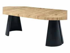 Vente-unique Mesa Extensible|Mesa De Comedor|Mesa de comedor extensible 4 a 12 personas de MDF y metal negro - Natural claro - JARELIA