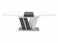 Vente-unique Mesa Extensible|Mesa De Comedor|Mesa de comedor extensible NOAMI II - MDF gris y blanco