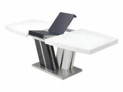 Vente-unique Mesa Extensible|Mesa De Comedor|Mesa de comedor extensible NOAMI II - MDF gris y blanco