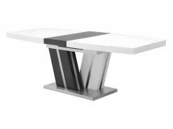 Vente-unique Mesa Extensible|Mesa De Comedor|Mesa de comedor extensible NOAMI II - MDF gris y blanco
