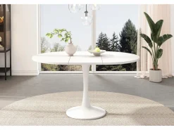 Merax Mesa Extensible|Mesa de comedor extensible ovalada para 4 a 6 personas - L 100/140 x A 100 x A 75 cm - Madera MDF -
