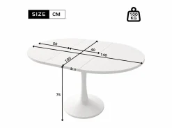 Merax Mesa Extensible|Mesa de comedor extensible ovalada para 4 a 6 personas - L 100/140 x A 100 x A 75 cm - Madera MDF -