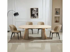 Mesa de comedor Grove redonda extensible nordish 76x120-160-200x120 cm^ADEC Online