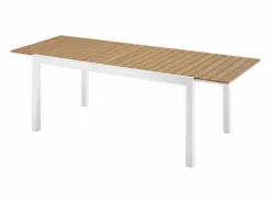 MYLIA Mesa de comedor jardín extensible aluminio poliwood L.170/230 cm - Natural claro - MACILA Blanco Outlet