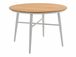 MYLIA Comedores De Jardín|Mesa de comedor jardín madera aluminio 4 sillas una mesa - Blanco y natural - MIAMI
