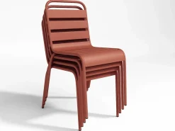 Mesa de comedor jardín metal mesa y 6 sillas apilables - MIRMANDE de^MYLIA Online