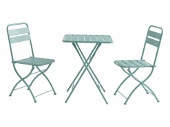 Mesa de comedor jardín plegable de metal - mesa de 60 cm y 2 sillas plegables -^MYLIA