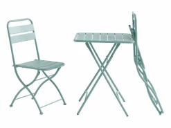 Mesa de comedor jardín plegable de metal - mesa de 60 cm y 2 sillas plegables -^MYLIA
